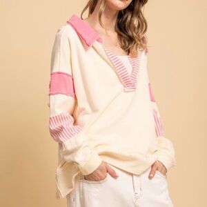Chic Cream and Pink Pullover